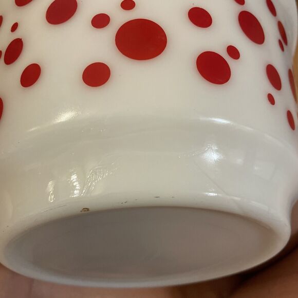 Vintage HAZEL ATLAS 10” RED POLKA DOT Punch Mixing BOWL 50’s MCM EUC - Picture 7 of 10